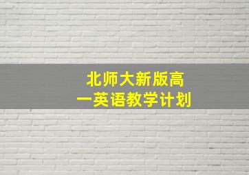 北师大新版高一英语教学计划