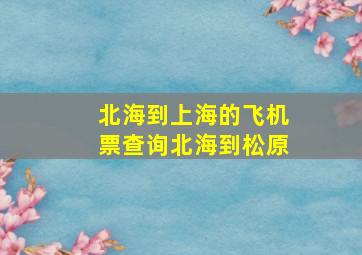 北海到上海的飞机票查询北海到松原