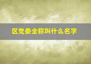 区党委全称叫什么名字