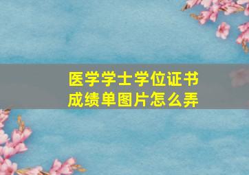 医学学士学位证书成绩单图片怎么弄