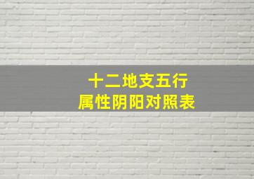 十二地支五行属性阴阳对照表