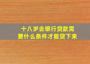 十八岁去银行贷款需要什么条件才能贷下来