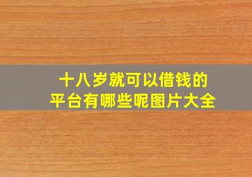 十八岁就可以借钱的平台有哪些呢图片大全