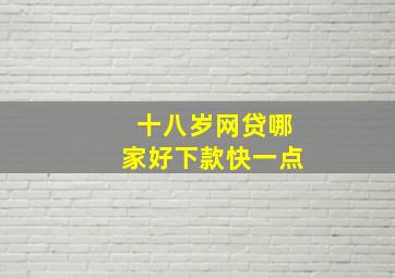 十八岁网贷哪家好下款快一点