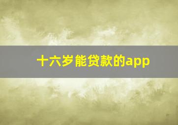 十六岁能贷款的app