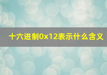 十六进制0x12表示什么含义