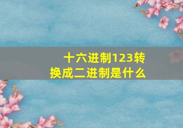 十六进制123转换成二进制是什么