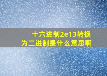 十六进制2e13转换为二进制是什么意思啊