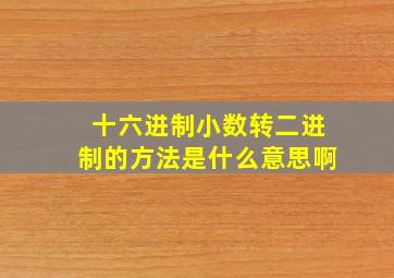 十六进制小数转二进制的方法是什么意思啊