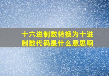 十六进制数转换为十进制数代码是什么意思啊