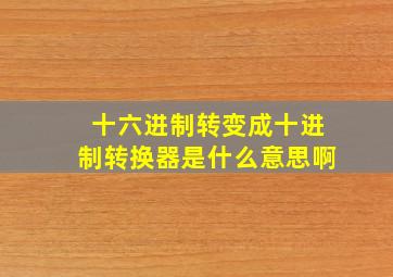 十六进制转变成十进制转换器是什么意思啊