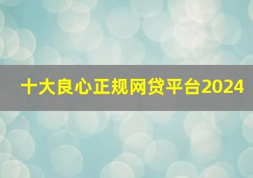 十大良心正规网贷平台2024