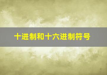 十进制和十六进制符号