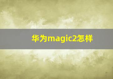 华为magic2怎样