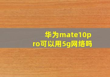 华为mate10pro可以用5g网络吗