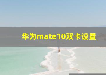 华为mate10双卡设置