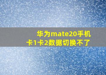 华为mate20手机卡1卡2数据切换不了