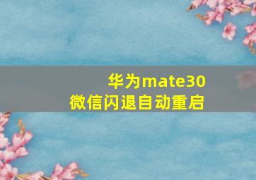 华为mate30微信闪退自动重启