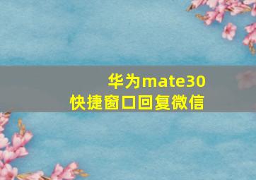 华为mate30快捷窗口回复微信