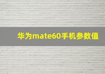 华为mate60手机参数值