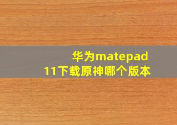 华为matepad11下载原神哪个版本