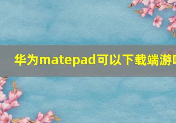 华为matepad可以下载端游吗