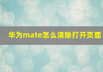 华为mate怎么清除打开页面