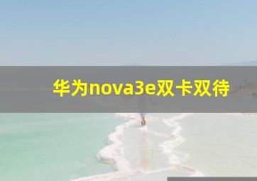 华为nova3e双卡双待