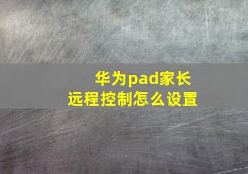 华为pad家长远程控制怎么设置