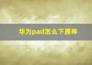 华为pad怎么下原神