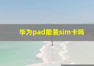 华为pad能装sim卡吗