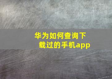 华为如何查询下载过的手机app