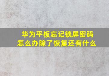 华为平板忘记锁屏密码怎么办除了恢复还有什么