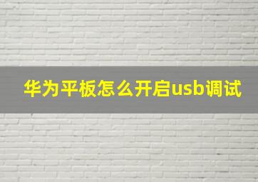 华为平板怎么开启usb调试