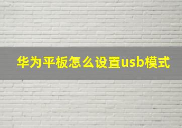 华为平板怎么设置usb模式