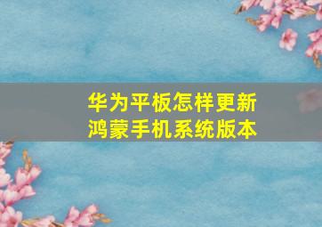 华为平板怎样更新鸿蒙手机系统版本