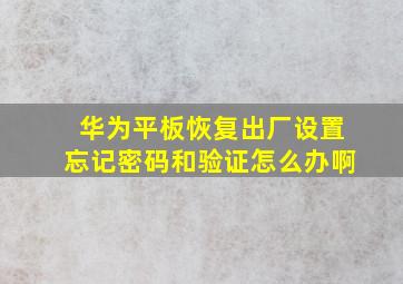 华为平板恢复出厂设置忘记密码和验证怎么办啊