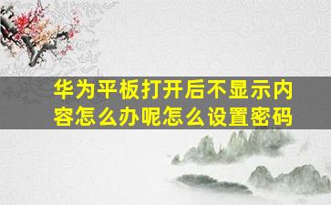 华为平板打开后不显示内容怎么办呢怎么设置密码