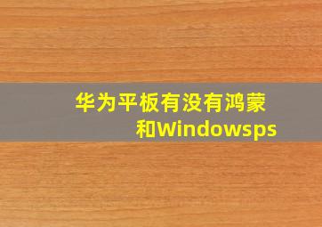 华为平板有没有鸿蒙和Windowsps