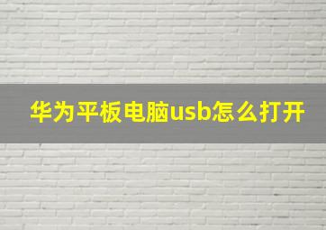 华为平板电脑usb怎么打开