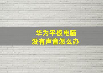 华为平板电脑没有声音怎么办