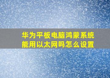 华为平板电脑鸿蒙系统能用以太网吗怎么设置