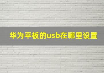 华为平板的usb在哪里设置