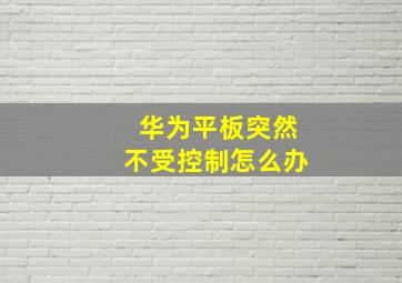 华为平板突然不受控制怎么办