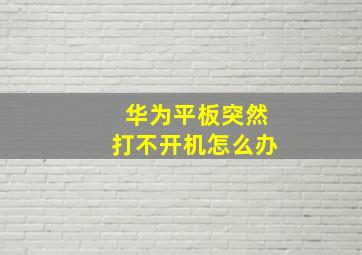 华为平板突然打不开机怎么办