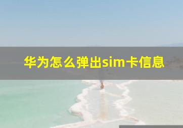 华为怎么弹出sim卡信息