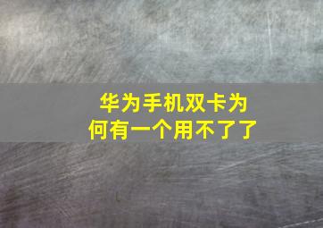 华为手机双卡为何有一个用不了了