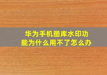 华为手机图库水印功能为什么用不了怎么办