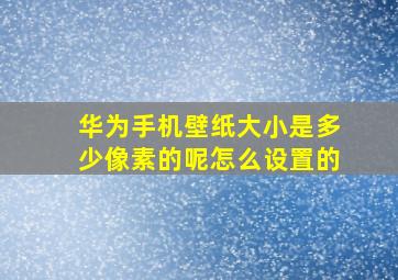 华为手机壁纸大小是多少像素的呢怎么设置的