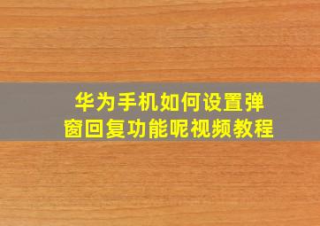 华为手机如何设置弹窗回复功能呢视频教程